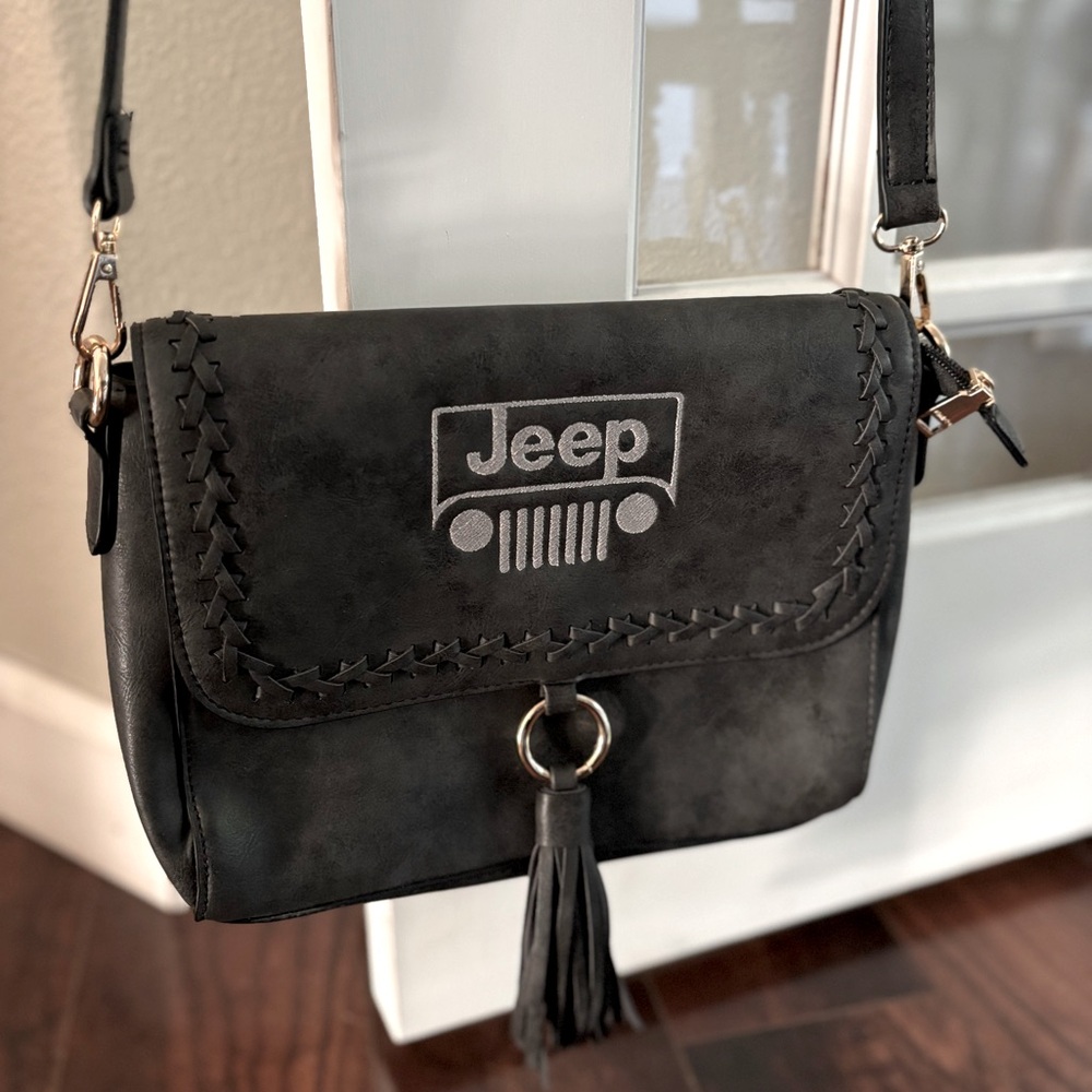 Jen & Co Jeep Dark Gray Crossbody Bag with Matte Finish